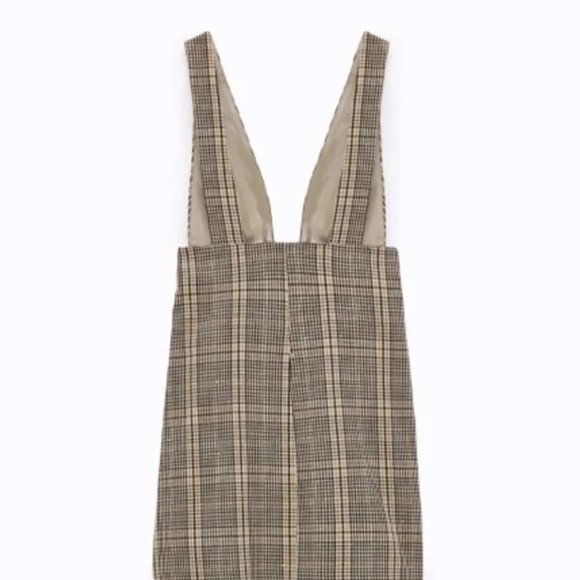Zara Plaid Pinafore Mini Dress M - Picture 4 of 4